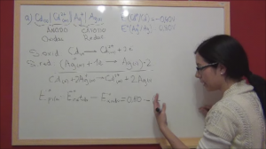 Ejercicio química redox 31: apartado a. Cálculo de la fuerza electromotriz o potencial estándar de una pila galvánica de cadmio y plata