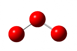 Molécula de ozono de geometría angular