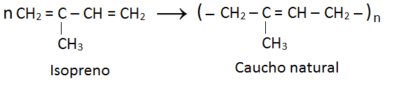 Estructura del polímero de adición caucho natural
