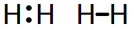 Estructura de Lewis para la molécula de hidrógeno, H2. La línea representa el par electrónico.