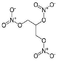 Estructura química de la nitroglicerina o del 1,2,3-trinitroxipropano