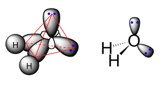 Molécula de agua con hibridacion sp3