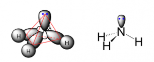 Molécula de amoníaco con hibridación sp3
