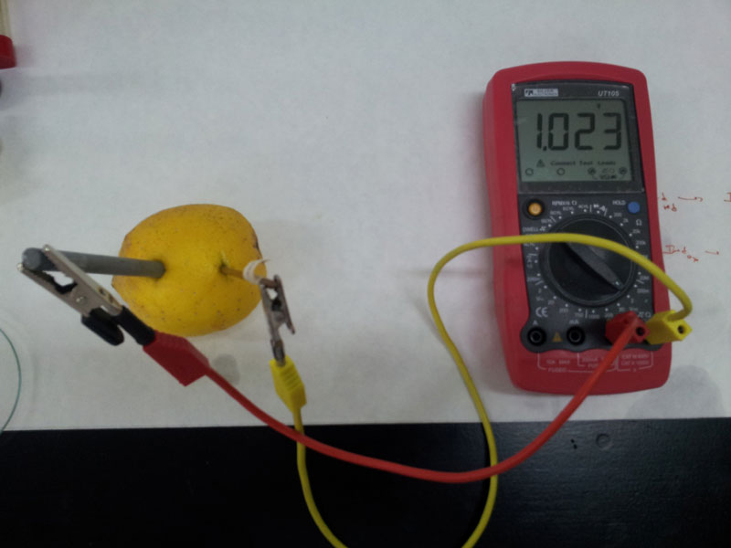 Fabricación de una pila Daniell (electrodos de cobre y de zinc) con un limón