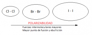 Polarizabilidad de las moléculas apolares en función de la masa molecular