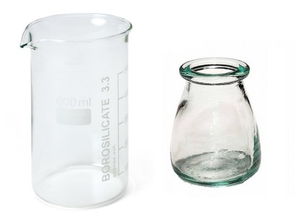 Vasos de laboratorio fabricado en borosilicato y vaso de cal sodada