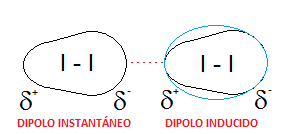 Fuerzas de dispersión o London: dipolo instantáneo - dipolo inducido
