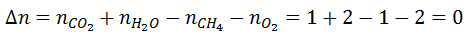 Cálculo de la variación del número de moles de componentes gaseosos en una reacción química