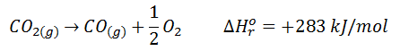 Ecuación termoquímica de la reacción de descomposición de CO2 para dar CO y O2