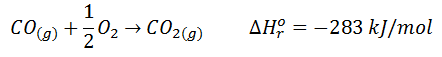 Ecuación termoquímica de formación de CO2 a partir de CO ajustada para 1 mol
