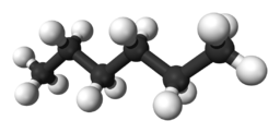 Figura del hexano con bolas y varillas