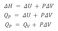 Relación entre calor a presión constante y calor a volumen constante en una reacción química