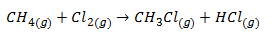 Reacción del metano y el cloro para dar clorometano