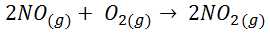 Fórmula formación de dióxido de nitrógeno a partir de monóxido de nitrógeno y oxígeno