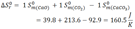 Resolución entropías descomposición térmica del carbonato cálcico