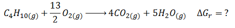 Cálculo energía libre de Gibbs: reacción de combustión de un hidrocarburo