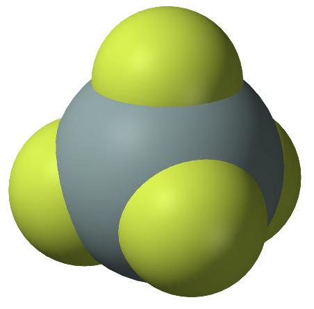 Modelo molecular del tetrafluoruro de silicio