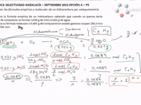 Ejercicio 5 química selectividad Andalucía septiembre 2013, fórmula empírica y molecular