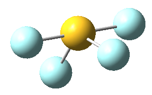 Molécula de tetrafluoruro de azufre, SF4: perspectiva 1