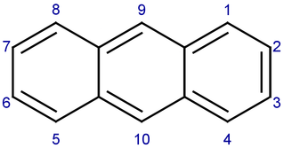 Numeración del antraceno: hidrocarburo aromático