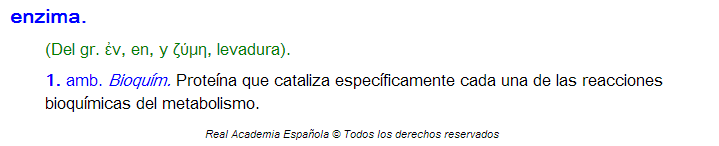 Entrada para enzima en el diccionario de la Real Academia