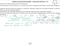 Reacción redox entre el sulfuro de cobre (II) y el ácido nítrico
