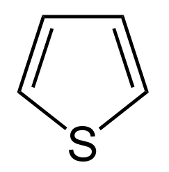 Estructura química del tiofeno, heterociclo con azufre