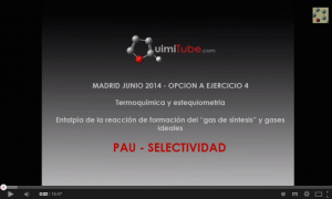 Química selectividad Madrid junio 2014: termoquímica y estequiometría