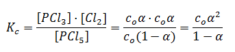 Constante de equilibrio con no PCl5