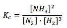 Constante de equilibrio formación amoníaco