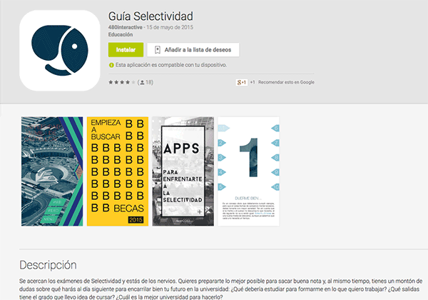 Aplicación para preparar selectividad en 2015