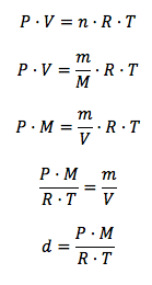 Deducción de la densidad con la ley de los gases ideales