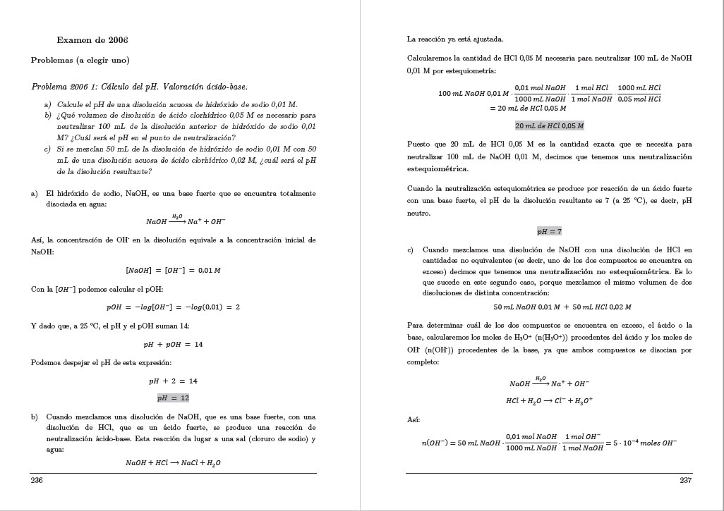 Ejercicio de examen resuelto Química mayores de 25